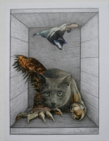Nubi, 2017,Bleistift, Collage, 28x22 cm