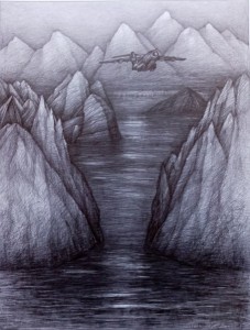 Zwischenlandung,2020,Bleistift, 62x47 cm