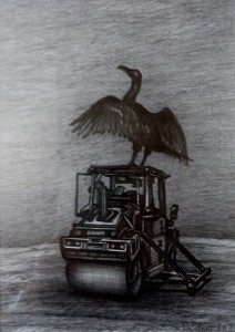 auf Walze,2020, Bleistift,20x28cm