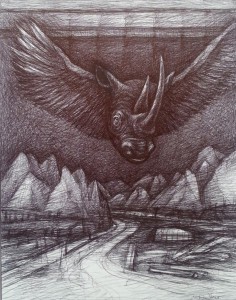 Rhino, 2020,Kugelschreiber,40x31cm